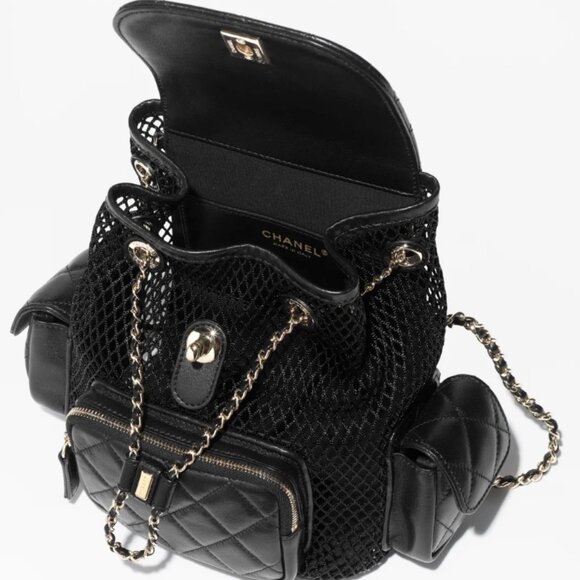 CHANEL BACKPACK MESH SHINY LAMBSKIN GOLD TONE METAL SS25 NIB NWT - Picture 6 of 11